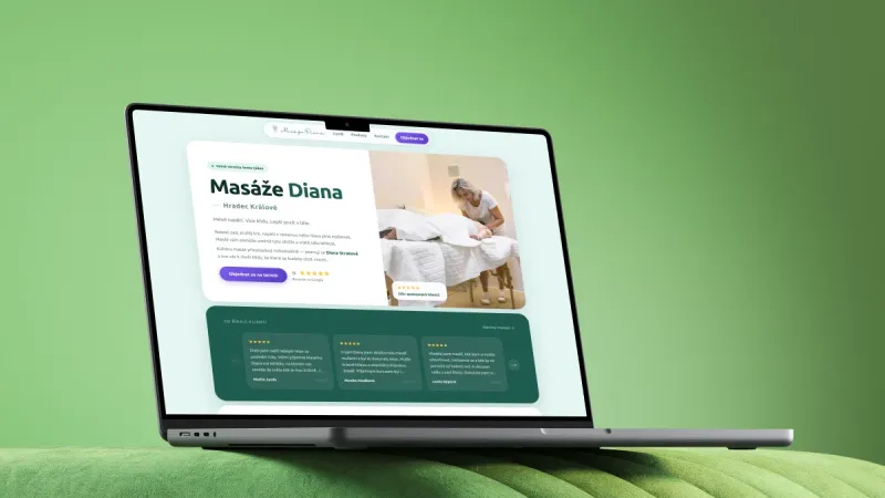 Masáže Diana — ukázka webu