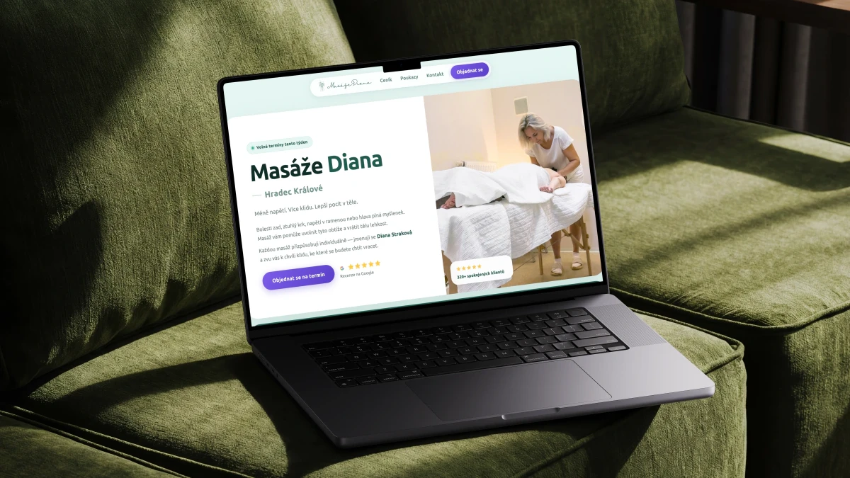 Masáže Diana - ukázka webu